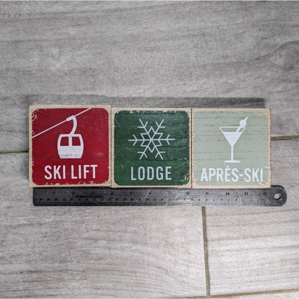 TARGET 3 Wood Ski Lift Lodge Apres Ski Signs rustic cabin resort winter decor